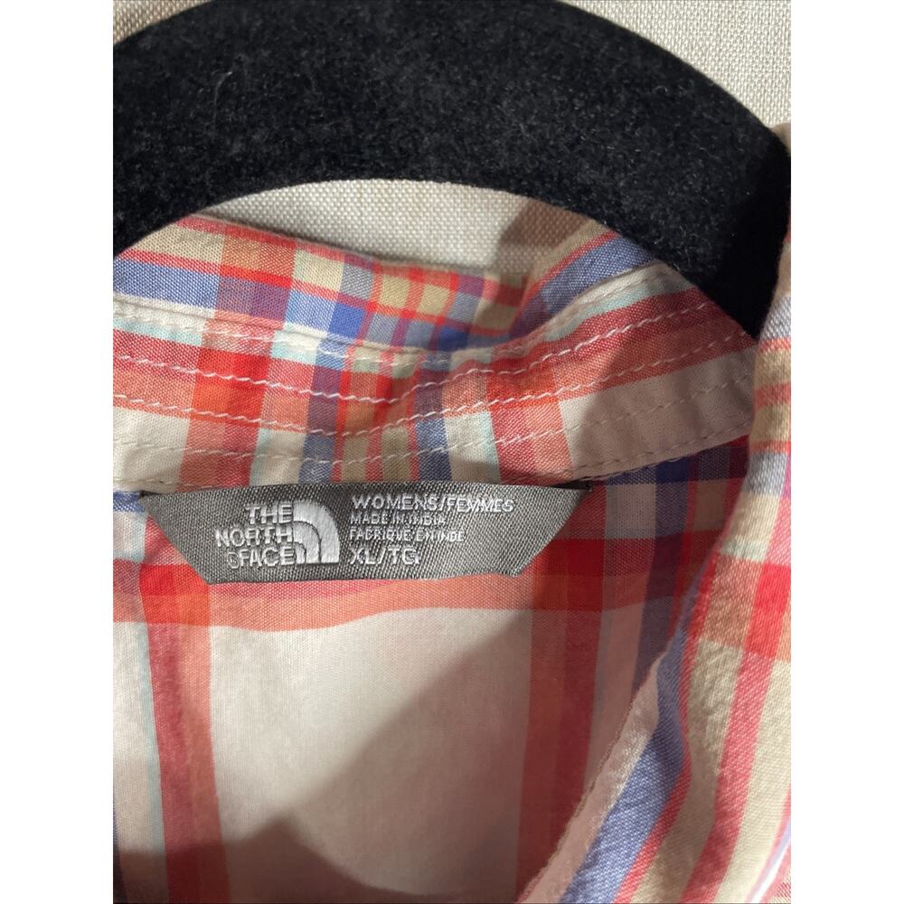 THE NORTH FACE Women's Orange & White Plaid Long Sleeve Button-Down Shirt XL - Picture 2 of 6